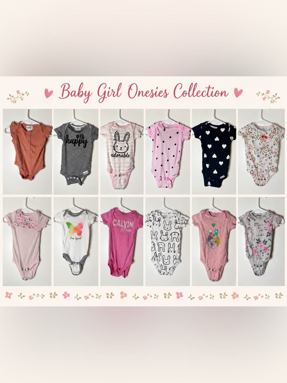BABY GIRL 0-3 mixed brands COTTON (13) onesies